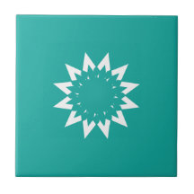 White/Green Ceramic Tile, Small (4.25" x 4.25")
