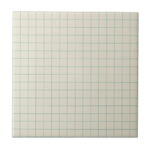White & Green Chequered Retro Minimalist Tile