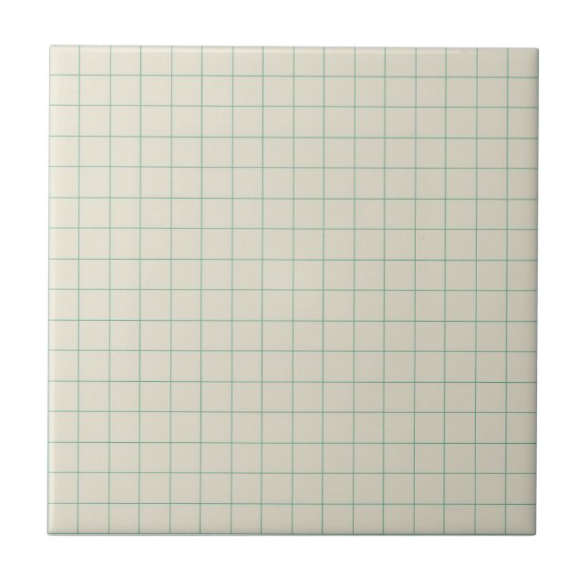 White & Green Chequered Retro Minimalist  Tile (Front)