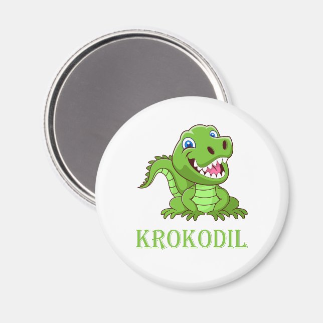 white green crocodile cartoon magnet (Front/Back)
