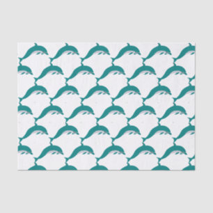 White & Green Dolphin Tissue Paper