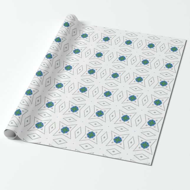 White Green doted Pattern Wrapping Paper (Unrolled)