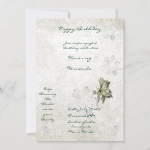 White&Green floral design birthday Invitation