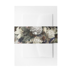 White Green Floral Invitation Belly Band