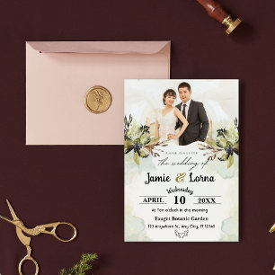 White Green Floral Watercolor   A Whimsical  Invitation