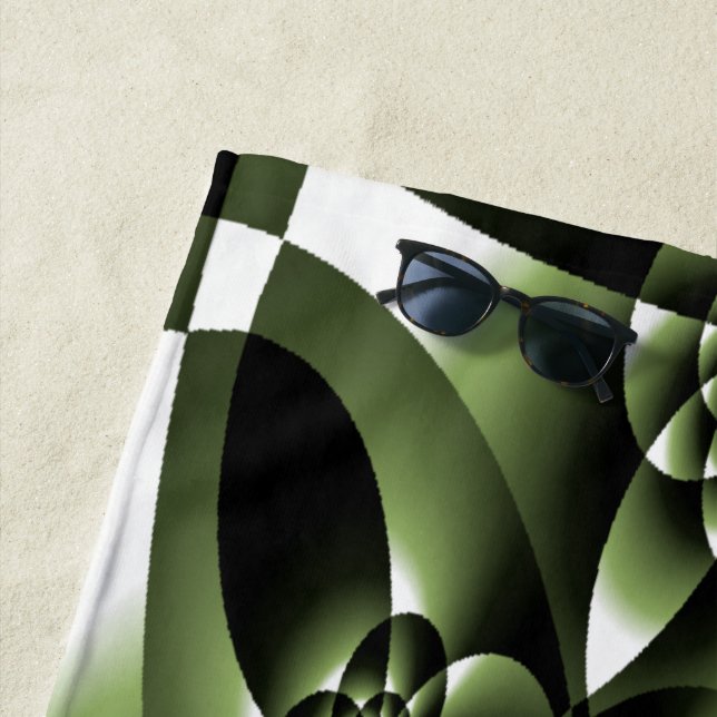 White Green Forest Leaf Petals Beach Towel (In Situ)