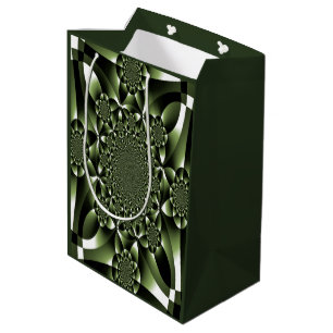 White Green Forest Leaf Petals Medium Gift Bag