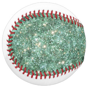 White Green Gold Glitter Softball