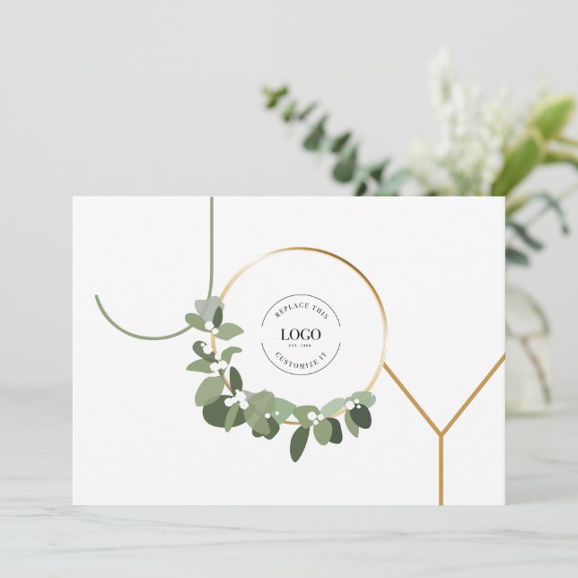 White Green Gold Joy Custom Business Logo Holiday  (Standing Front)