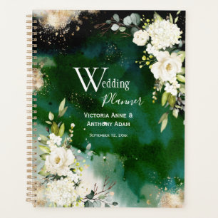 White Green Gold Rustic Floral Wedding Planner