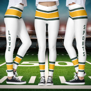 White Green Gold Team Jersey Colours Love Sports Leggings