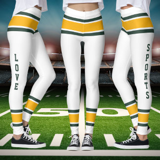 White Green Gold Team Jersey Colours Love Sports Leggings
