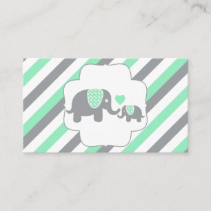 White, Green & Grey Stripe Elephants Book Raffle Enclosure Card