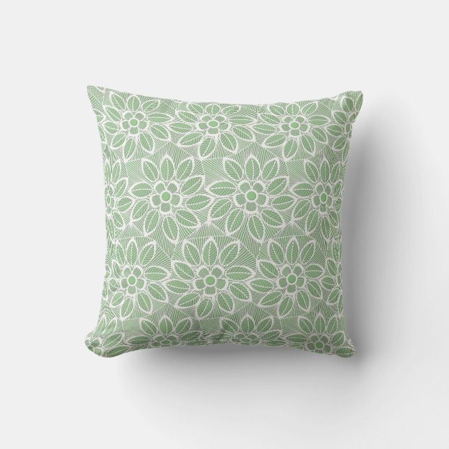 WHITE GREEN LACE DOUBLESIDED Cushion (Front)
