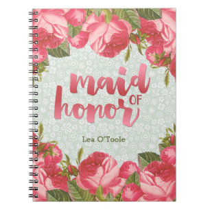 White & Green Lace Maid-of-Honour Wedding Spiral Notebook