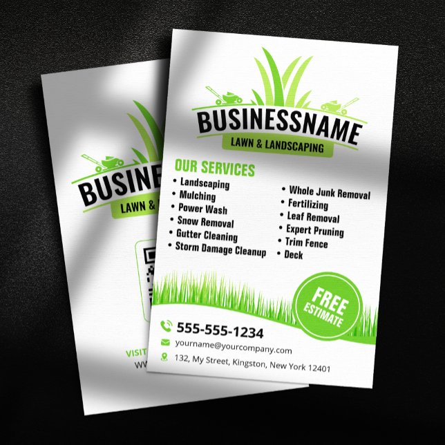 White Green Lawn Care Landscaping Mowing Lawncare Flyer (Creator Uploaded)