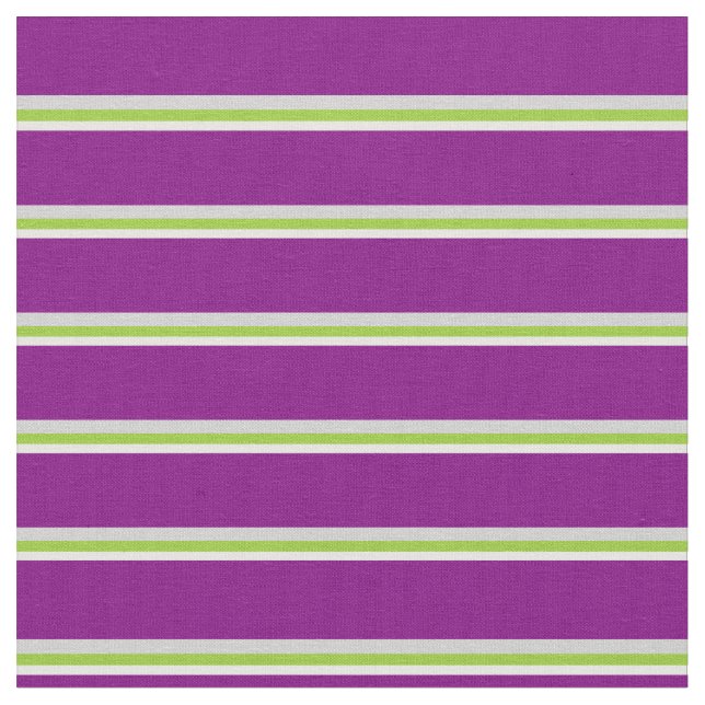 White, Green, Light Grey & Purple Coloured Pattern Fabric (Close Up)