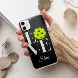 White & Green Love Pickleball | Black Glitter Case-Mate iPhone 14 Plus Case