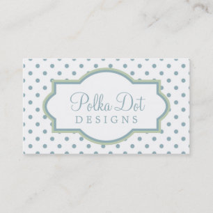 White Green & Lt. Blue Polka Dot Business Cards