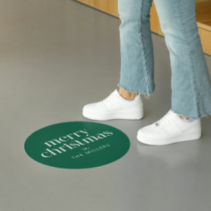 White Green Merry Christmas Retro Typography Classic Round Sticker