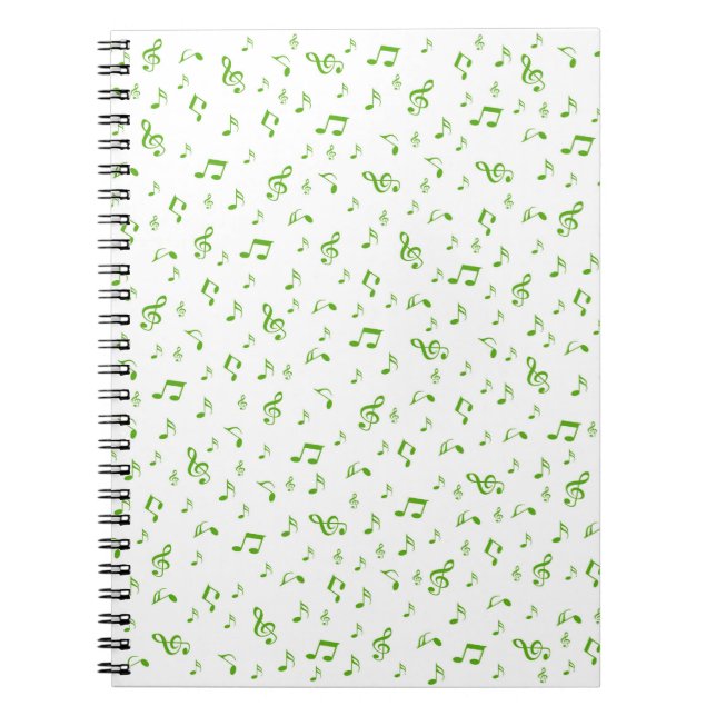 white,green,Musical+ Note, luxury, gold, royal, Notebook (Front)