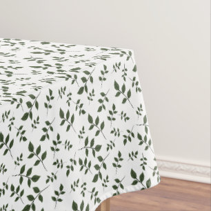 White green pattern leaves elegant stylish tablecloth