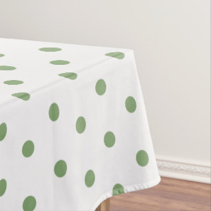 White Green Polka Dots Tablecloth