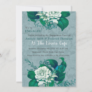 White / Green Rose Flowers design  Invitation