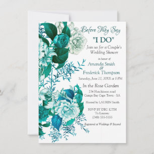 White / green Rose Flowers on white crispy paper Invitation