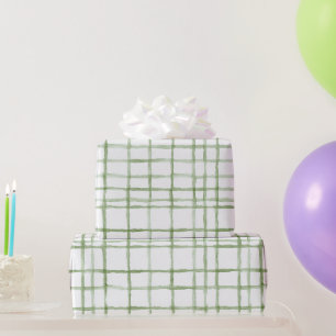 White Green Stripes Birthday Wrapping Paper