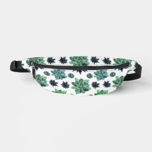 White Green Teal Botanical Garden Pattern Bum Bags