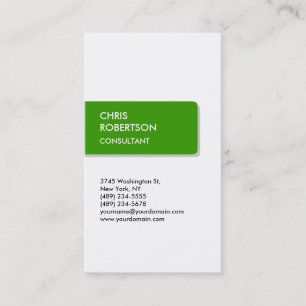 White Green Unique Vertical Chic Business Card