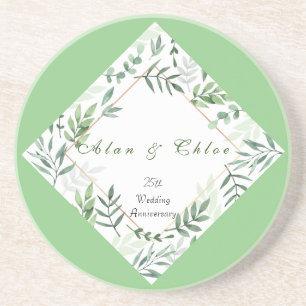 White Green Wedding Sandstone Coaster