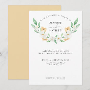 White, Green, Yellow Floral Wedding   Invitation