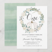 White Greenery Fall White Pumpkin 1st Birthday