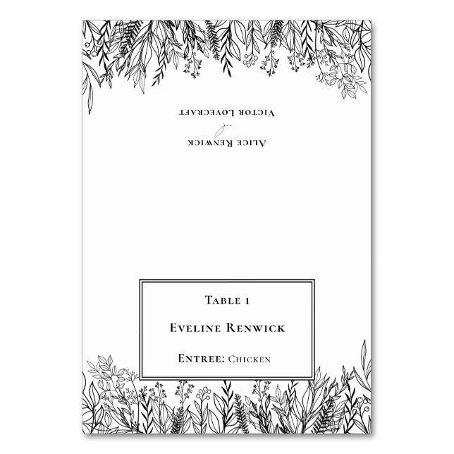 White Greenery Menu Choice Foldable Place Card (Front)