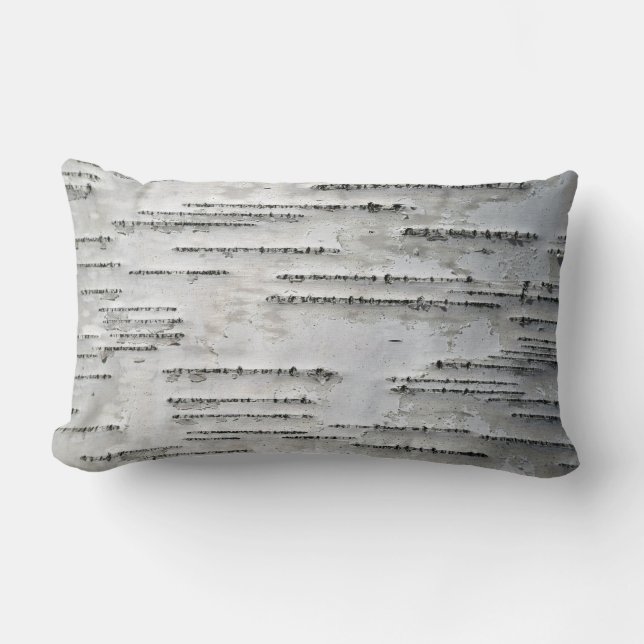 White, Grey and Black Birch Bark Lumbar Cushion (Front)