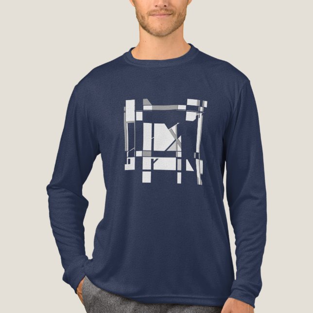 White Grey Art Gameboard Geometric MCM-inspired Tri-Blend Shirt (Front)