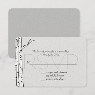 White Grey Birch Trees Wedding RSVP Card