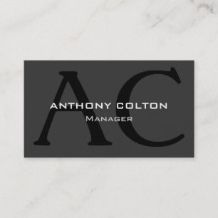 White Grey Black Monogram Manager Business Card