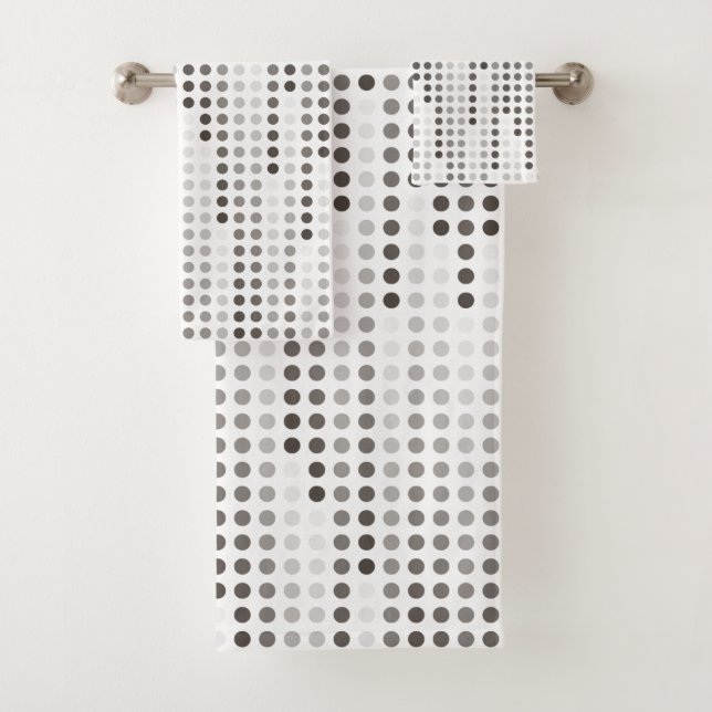 White Grey Black polka dots matrix Bath Towel Set (Insitu)