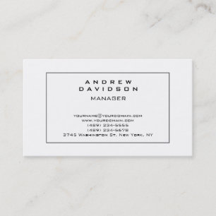 White Grey Border Pattern Plain Business Card