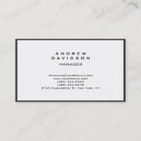 White Grey Border Pattern Plain Chic Business Card