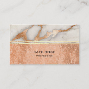 White Grey Carrara Marble Copper Gold Makeup Coral Business Card