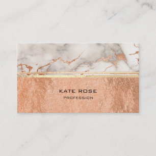 White Grey Carrara Marble Copper Makeup Coral VIP Business Card
