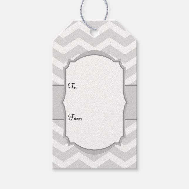 White Grey Chevron Gift Tags (Front)