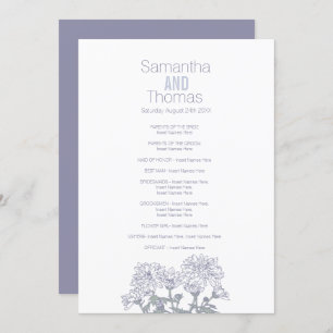 White grey chrysanthemum wedding program programme