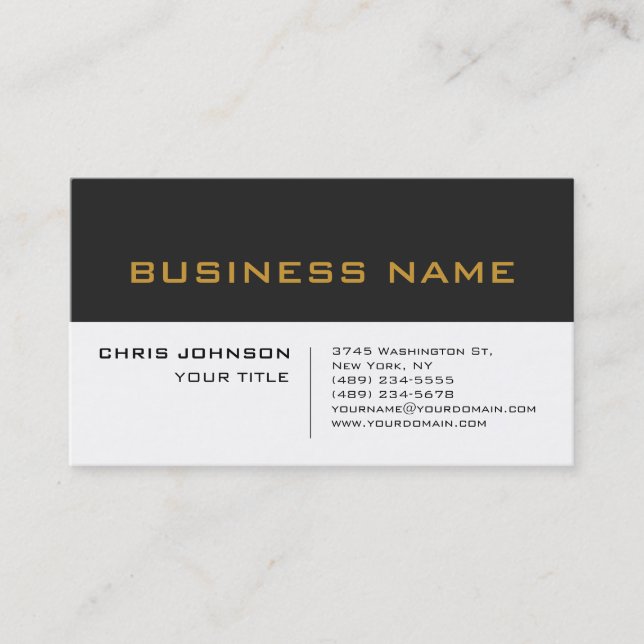 White Grey Contemporary Professional Business Card (Front)