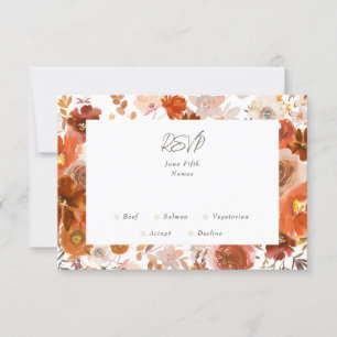 White Grey Copper Floral Botanical Wedding Frame RSVP Card