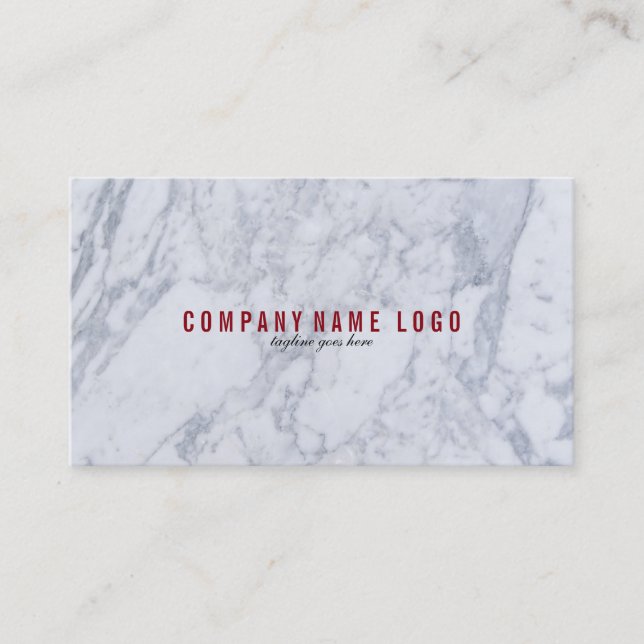 White & Grey Faux Marble Stone Business Card (Front)
